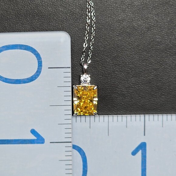 Ice Cut CZ Citrine Pendant Necklace‎ with CZ Accents in Sterling Silver (NWOT) - Picture 7 of 7